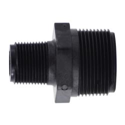 28629P Reducing Hex Nipple, 1 in MPT x 3/4 in MPT, Polypropylene, Black