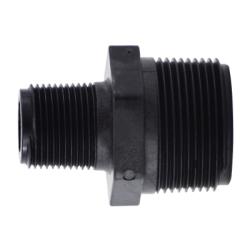 28630P Reducing Hex Nipple, 2 in MPT x 1-1/2 in MPT, Polypropylene, Black