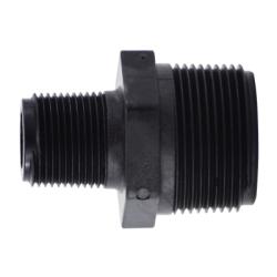 28632P Reducing Hex Nipple, 1-1/2 in MPT x 1-1/4 in MPT, Polypropylene, Black
