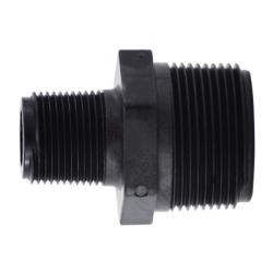 28633P Reducing Hex Nipple, 1-1/4 in MPT x 1 in MPT, Polypropylene, Black
