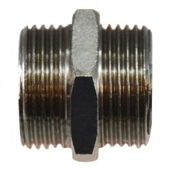 28800 Hex Nipple, 1/8-in Male BSP x 1/8-in Male BSP, Brass, Nickel-Plated
