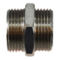 28801 Hex Nipple, 1/4-in Male BSP x 1/8-in Male BSP, Brass, Nickel-Plated