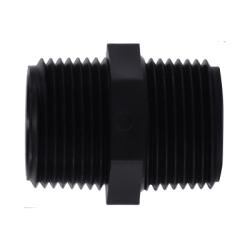 28801P Hex Nipple, 4 in MPT x 4 in MPT, Polypropylene, Black