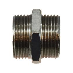 28813 Reducing Nipple, 1-in Male BSPP x 1-in Male BSPP, Brass, Nickel-Plated