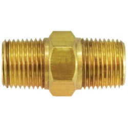 28839 Pipe Nipple, 1-in Male BSPT x 1-in MNPT, Brass, Nickel-Plated