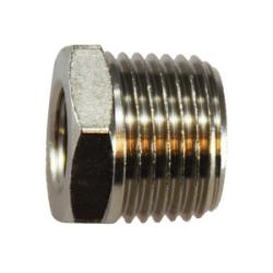 28873 Pipe Bushing, 1/4 in Male BSPT x 1/8 in Female BSP, Brass, Nickel-Plated
