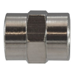 06103-02-003 Pipe Coupling, 1/8-in Female NPTF x 1/8-in Female NPTF, Brass, Nickel-Plated