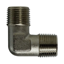 28905 90-deg Male Union Elbow, 1/8-in Male BSPT x 1/8-in Male BSPT, Nickel-Plated Brass