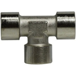 28931 Tee, 1/4-in Female BSPP x 1/4-in Female BSPP x 1/4-in Female BSPP, Steel, Nickel-Plated