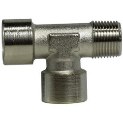 28948 Run Tee, 1/4-in Male BSPP x 1/4-in Male BSPP x 1/4-in Male BSPP, Brass, Nickel-Plated