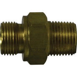28976 Hex Nipple, 1/4-in Male BSPP x 1/4-in MNPT, Brass