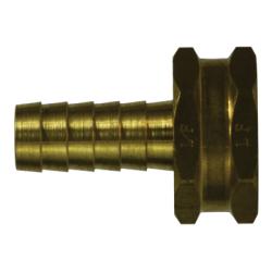 707046-0612 Straight Hex Swivel Adapter, 3/8-in Hose Barbed x 3/4-in FGH, Brass