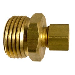 30137 No-Swivel Straight Adapter, 1/2 in Compression x 3/4 in Male Garden Hose, Brass