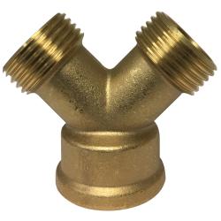 707461-12 Wye Connector, 3/4 in FGH x 3/4 in MGH x 3/4 in MGH, Brass