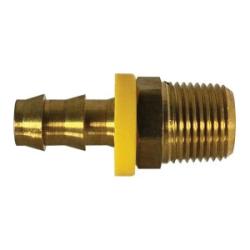 30203LF Adapter, 3/8 in Push-On Hose Barbed x 1/4 in MIP, Brass