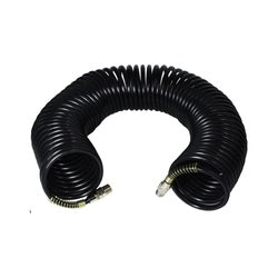 307031 Coil Air Hose, 50 ft L, 200 psi, Nylon Tube, Black