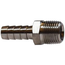 32002SS Straight Adapter, 3/16 in Hose Barbed x 1/8 in MIP, Stainless Steel