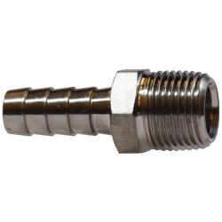 32004SS Straight Adapter, 1/4 in Hose Barbed x 1/8 in MIP, Stainless Steel