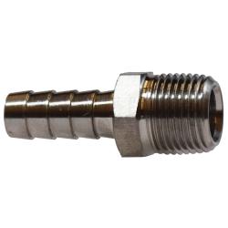 32005SS Straight Adapter, 1/4-in Hose Barbed x 1/4-in MIP, Stainless Steel