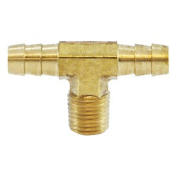 32128 Branch Tee, 3/8-in Hose Barbed x 3/8-in Hose Barbed x 1/4-in MIP, Brass