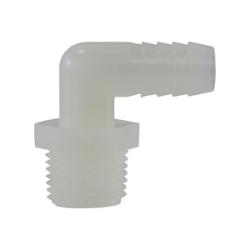 33036W 90 deg Elbow, 5/16 in Hose Barbed x 1/8 in MIP, Nylon, White