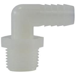 33041W 90 deg Elbow, 3/8 in Hose Barbed x 1/4 in MIP, Nylon