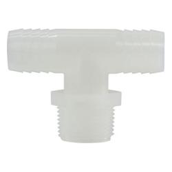33455W Branch Tee, 1/2 in Hose Barbed x 1/2 in Hose Barbed x 1/2 in MIP, Nylon
