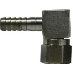 34601 90 deg Swivel Elbow, 3/8 in Hose Barbed x 1/4 in SAE 45 deg Female Flared, Stainless Steel