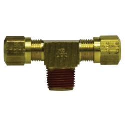 NT72-44VS Branch Tee with RTS, 1/4 in Tube OD x 1/4 in Tube OD x 1/4 in MNPTF, Brass
