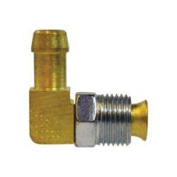 38861 90 deg Swivel Elbow, 1/4 in Hose Barbed x 1/4 in Male Inverted Flared, Brass