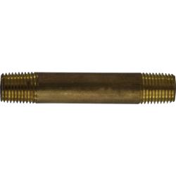40030 Seamless Pipe Nipple, 1/4 in MPT x 1/4 in MPT, 6 in, Brass