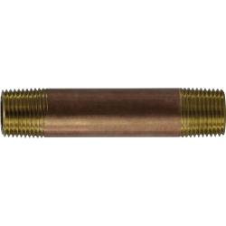 40053 Seamless Pipe Nipple, 3/8 in MPT x 3/8 in MPT, 9 in, Brass