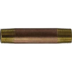40054 Seamless Pipe Nipple, 3/8 in MPT x 3/8 in MPT, 10 in, Brass