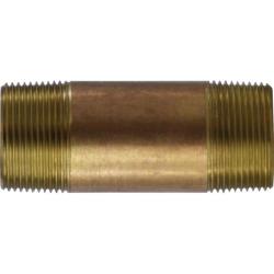 40129 Seamless Pipe Nipple, 1-1/4 in MPT x 1-1/4 in MPT, 6 in, Brass
