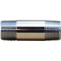 41030 Nipple, 1/4 in MPT x 1/4 in MPT, 6 in, Brass, Chrome-Plated