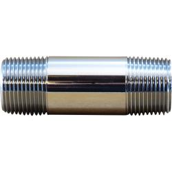 41040 Nipple, 3/8 in 3/8 in, Close, Brass, Chrome-Plated