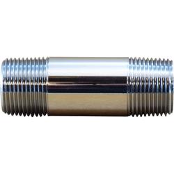 41075 Pipe Nipple, 1/2 in MPT x 1/2 in MPT, 11 in, Brass, Chrome-Plated