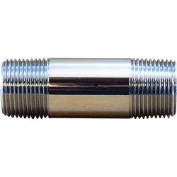 41086LF Pipe Nipple, 3/4 in MPT x 3/4 in MPT, 4 in, Brass, Chrome-Plated