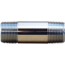41101 Pipe Nipple, 1 in MPT x 1 in MPT, 2 in, Brass, Chrome-Plated