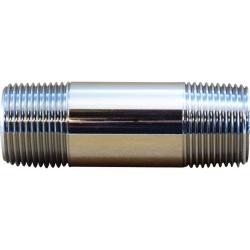 41105 Pipe Nipple, 1 in MPT x 1 in MPT, 4 in, Brass, Chrome-Plated