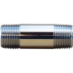 41109 Pipe Nipple, 1 in MPT x 1 in MPT, 6 in, Brass, Chrome-Plated
