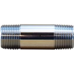 41111 Pipe Nipple, 1 in MPT x 1 in MPT, 8 in, Brass, Chrome-Plated