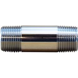 41115 Pipe Nipple, 1 in MPT x 1 in MPT, 12 in, Brass, Chrome-Plated