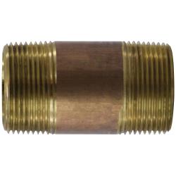 42124 Nipple, 1-1/4 in MPT x 1-1/4 in MPT, 3-1/2 in, Brass