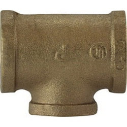 44276 Branch Reducing Tee, 1/2 in FPT x 1/2 in FPT x 1/4 in FPT, Bronze