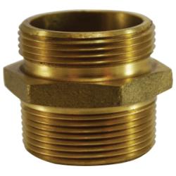 444045 Fire Hose Hex Nipple, 2-1/2 in NPT x 2-1/2 in NST, Brass