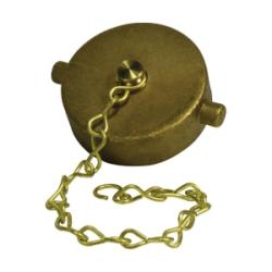 444060 Fire Hose Cap with Chain, 1-1/2 in NST x 1-1/2 in, Brass