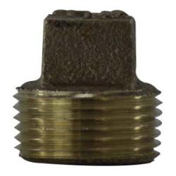 44681LF Solid Square Head Plug, 4 in MPT, Bronze