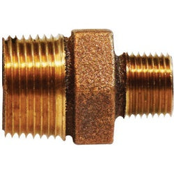44742 Reducing Hex Nipple, 1/2 in MPT x 3/8 in MPT, Bronze