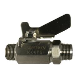 46912SS Miniature Ball Valve, 1/4 in Nominal, MIP x MIP, 1000 psi WOG Pressure